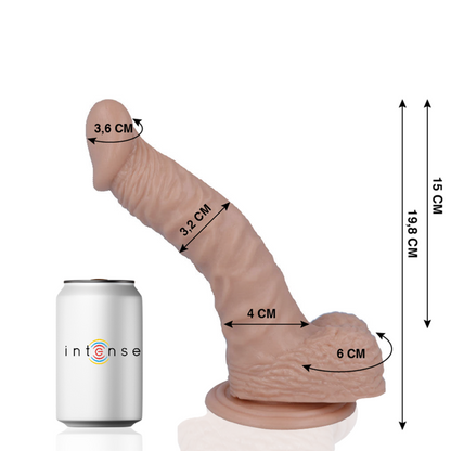 Dildo realista MR INTENSE de 19.8cm com ventosa, textura sedosa para prazer autêntico.