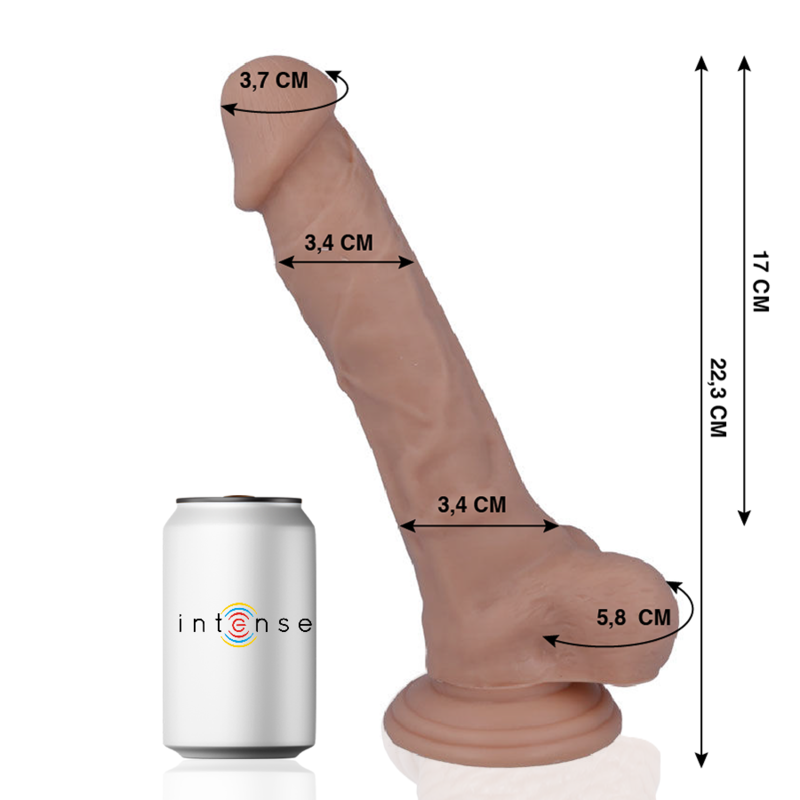 Dildo realista MR INTENSE com toque sedoso e ventosa, ideal para prazer autêntico.