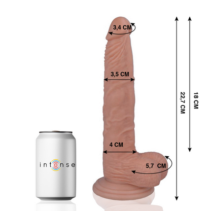 Close-up do MR INTENSE Dildo Realista com Ventosa, mostrando a textura e o design autêntico.
