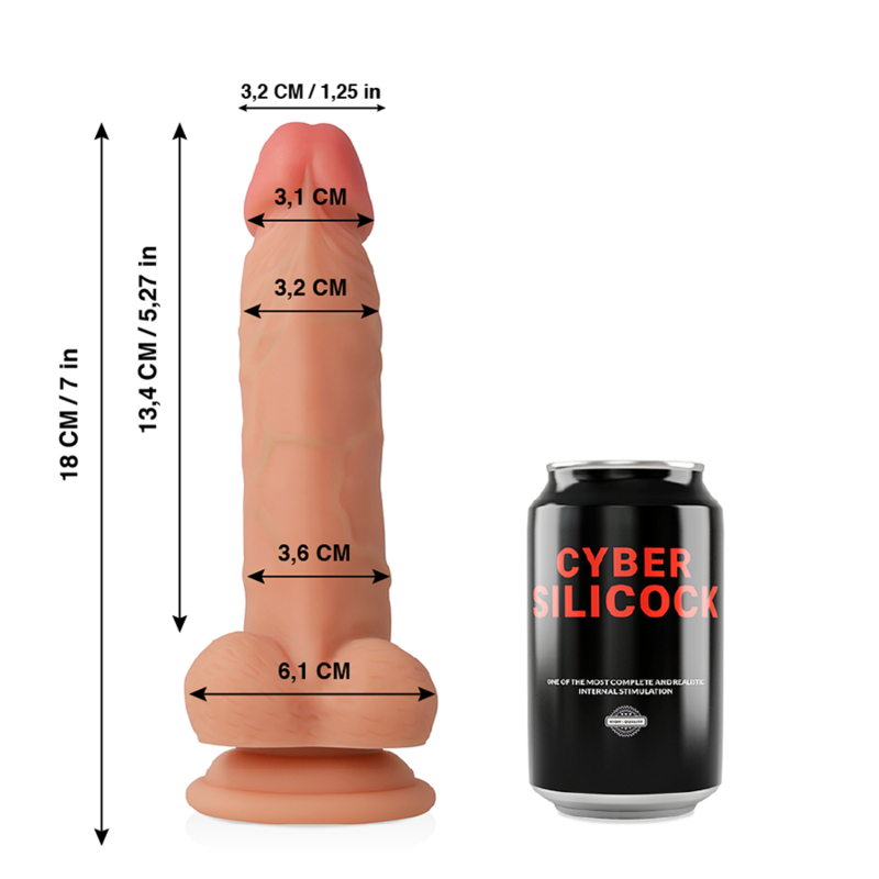 Dildo realista CYBER SILICOCK Jude de silicone líquido com 18 cm