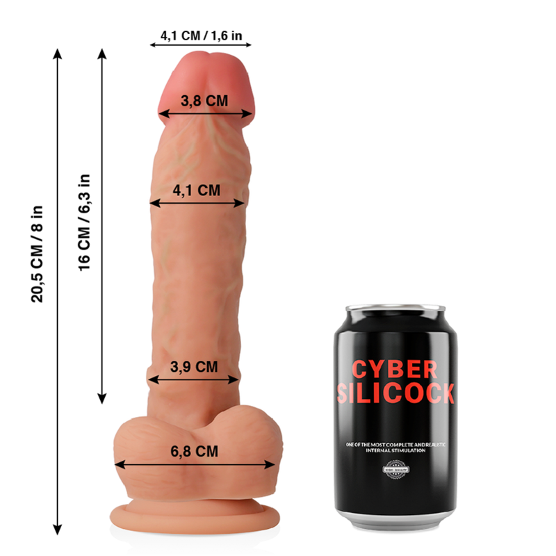 Close-up of the CYBER SILICOCK Dildo Silicone Líquido Ultra Realista 20.5 cm showing its natural shape and texture.