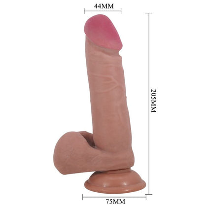 Close-up do Dildo Realístico PRETTY LOVE Sliding Skin com ventosa e textura de pele marrom.