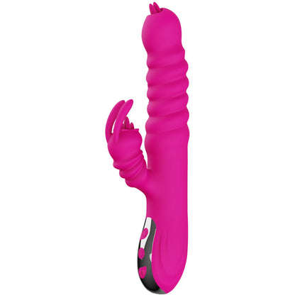 Vibrador multifuncional Armony Língua Dupla Coelho Fúcsia com efeito de calor e silicone macio.