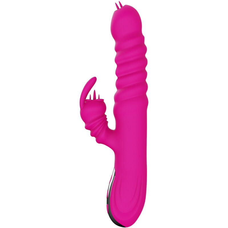 Vibrador multifuncional Armony Língua Dupla Coelho Fúcsia com efeito de calor e silicone macio.