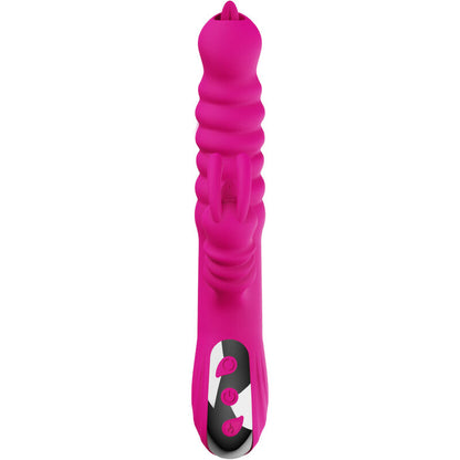 Vibrador multifuncional Armony Língua Dupla Coelho Fúcsia com efeito de calor e silicone macio.