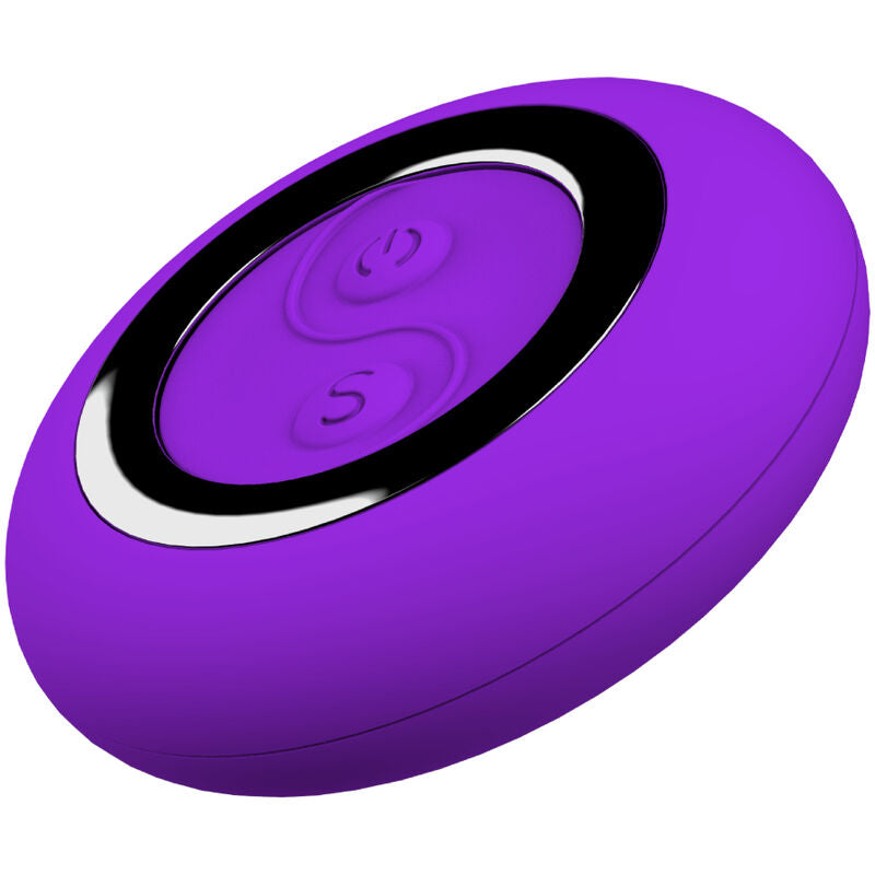 Close-up of the Armony Ovo Vibratório Anni Violet with remote control, showing its smooth silicone texture and elegant design.