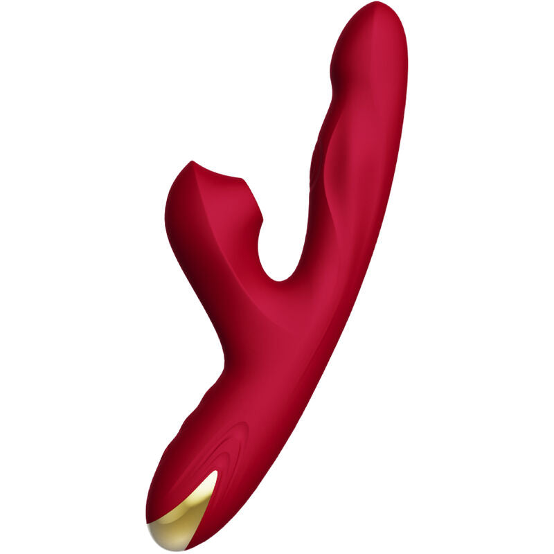Vibrador ARMONY Bump com ventosa e rotação na cor borgonha, mostrando detalhes do design e textura para estimulação.