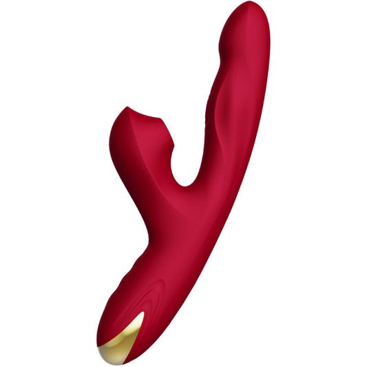 Vibrador ARMONY Bump com ventosa e rotação na cor borgonha, mostrando detalhes do design e textura para estimulação.