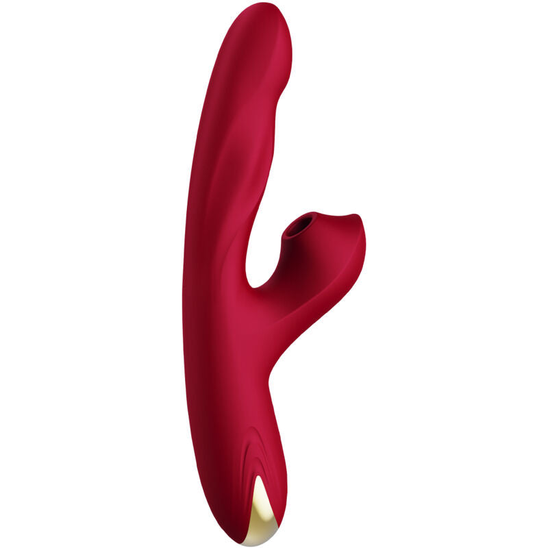 Vibrador ARMONY Bump com ventosa e rotação na cor borgonha, mostrando detalhes do design e textura para estimulação.