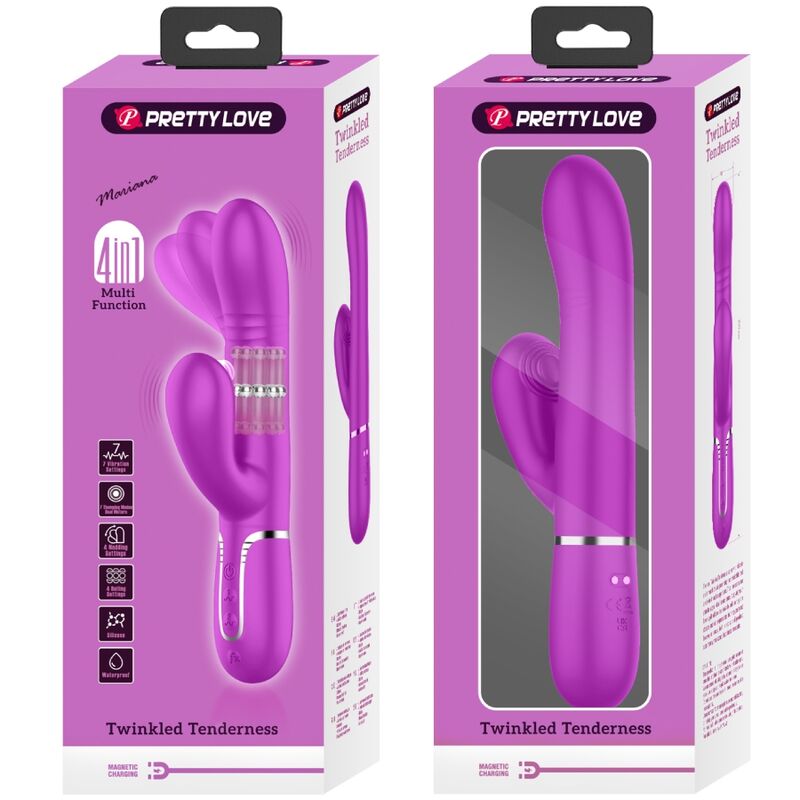 Close-up of the PRETTY LOVE Vibrador Multifunção G-Spot Fúcsia, showing its design and silicone texture.