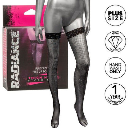 Meias de Coxa Alta Radiance Plus Size com Strass