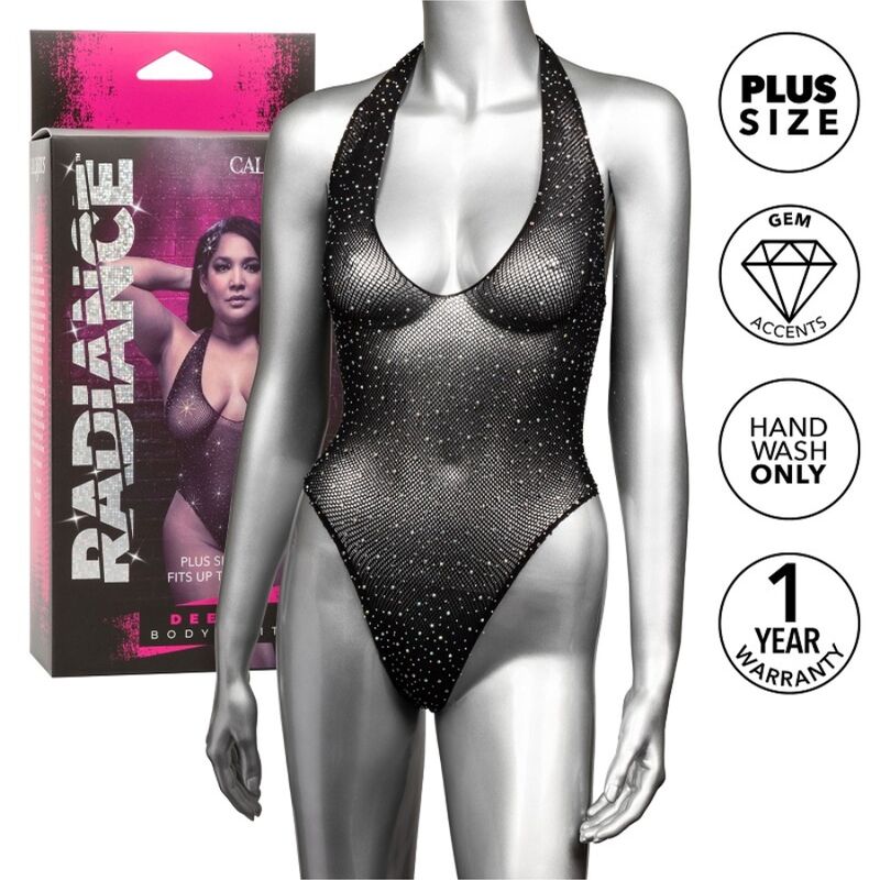 Body Radiance Plus Size Decote Profundo com Strass