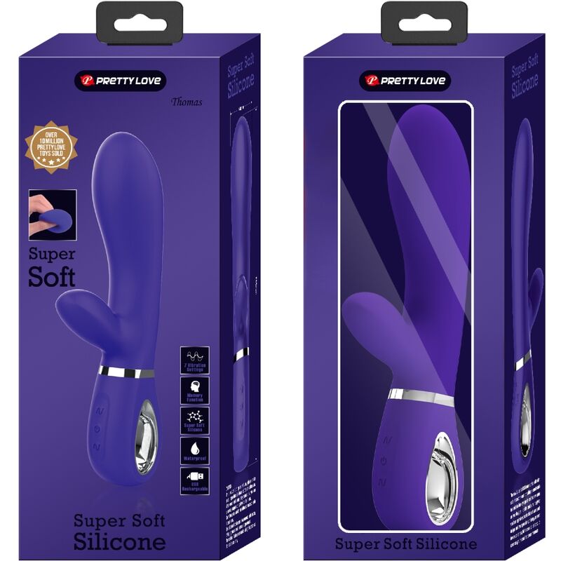 Close-up do Vibrador Multifunção PRETTY LOVE Thomas Roxo para Ponto G e Clitóris.