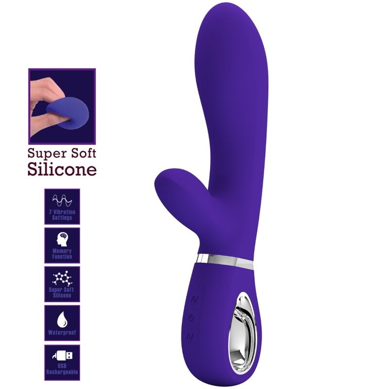 Close-up do Vibrador Multifunção PRETTY LOVE Thomas Roxo para Ponto G e Clitóris.
