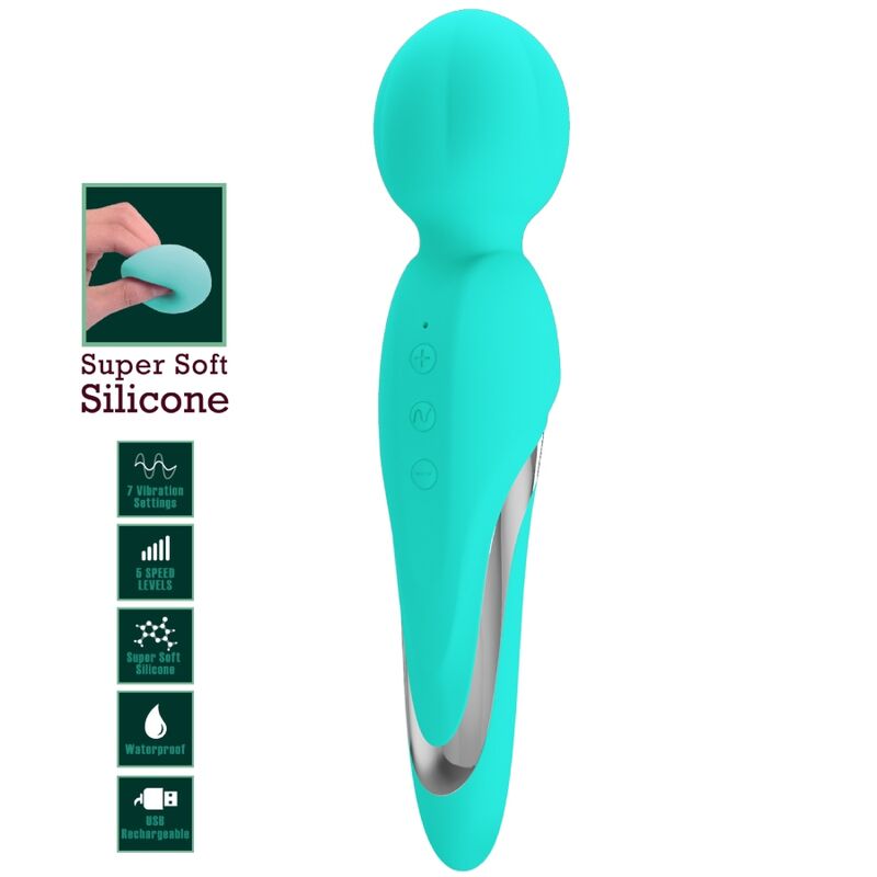 Varinha Vibradora PRETTY LOVE Walter Aqua Verde com 7 funções e silicone macio