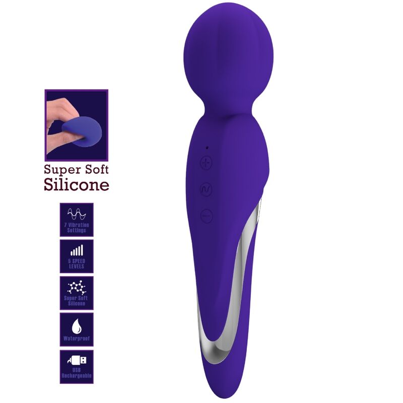 Close-up da Varinha Vibradora Pretty Love Walter Roxo, mostrando seu design ergonômico e acabamento em silicone.