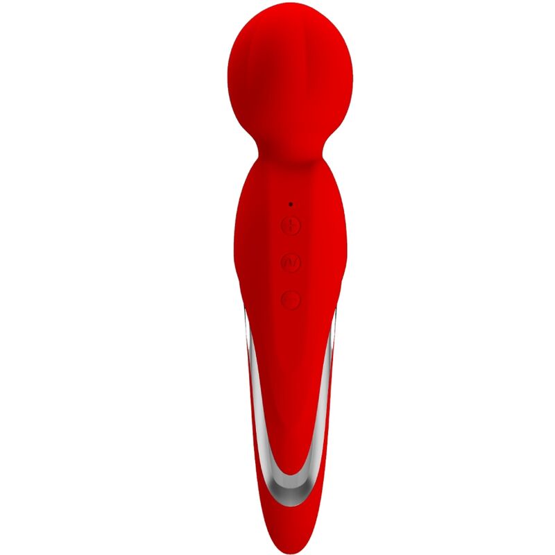 Close-up da Varinha Vibradora PRETTY LOVE Walter vermelha, mostrando a sua textura de silicone e design ergonómico.