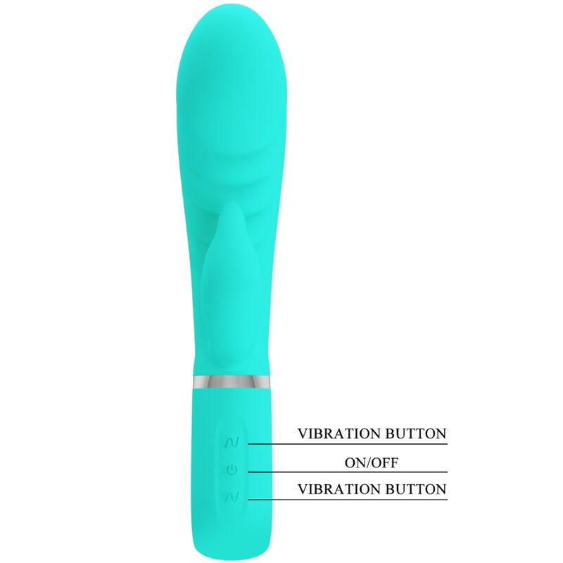 Vibrador Pretty Love Prescott Ponto G multifunções Aqua Verde em silicone macio