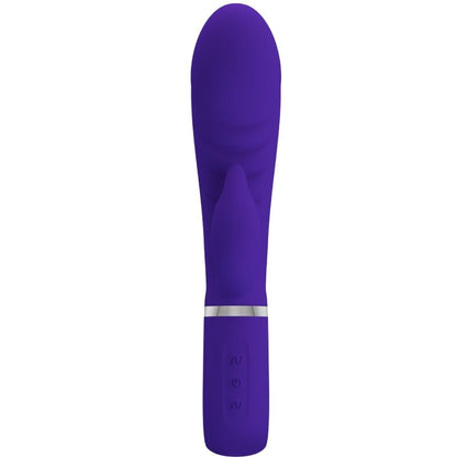 Close-up do Vibrador PRETTY LOVE Prescott Multifunções Ponto G e Clítoris, mostrando seu design em silicone roxo.