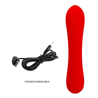 Vibrador PRETTY LOVE Prescott Recarregável Vermelho de silicone com 12 funções.