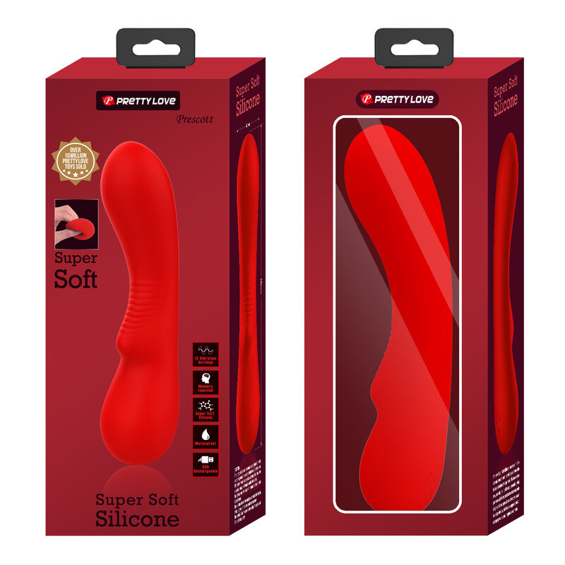 Vibrador PRETTY LOVE Prescott Recarregável Vermelho de silicone com 12 funções.