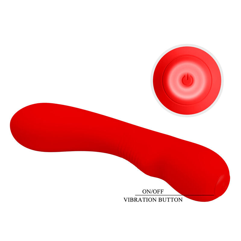Vibrador PRETTY LOVE Prescott Recarregável Vermelho de silicone com 12 funções.