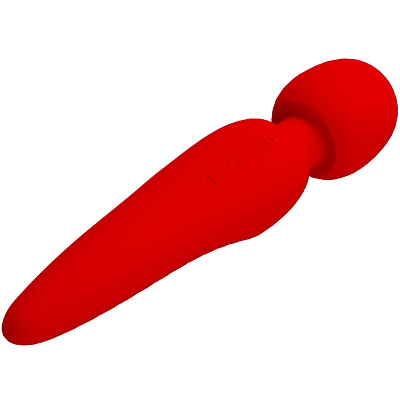 Close-up do Vibrador PRETTY LOVE Maredith 12 Modos Recarregável Vermelho, destacando o design em silicone macio.