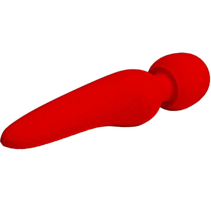 Close-up do Vibrador PRETTY LOVE Maredith 12 Modos Recarregável Vermelho, destacando o design em silicone macio.