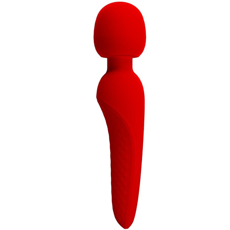 Close-up do Vibrador PRETTY LOVE Maredith 12 Modos Recarregável Vermelho, destacando o design em silicone macio.