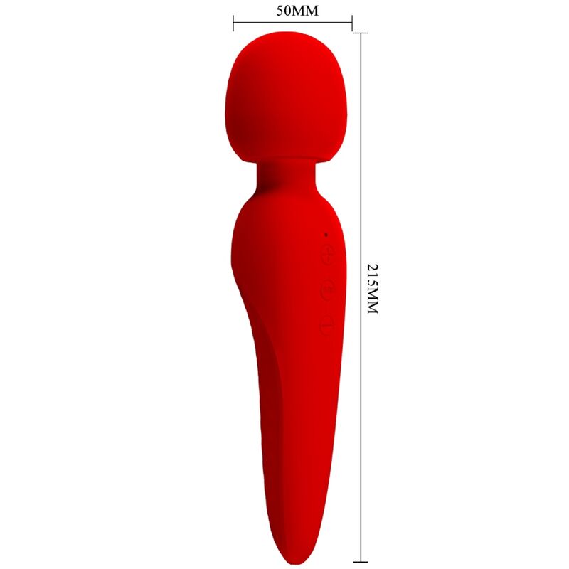 Close-up do Vibrador PRETTY LOVE Maredith 12 Modos Recarregável Vermelho, destacando o design em silicone macio.