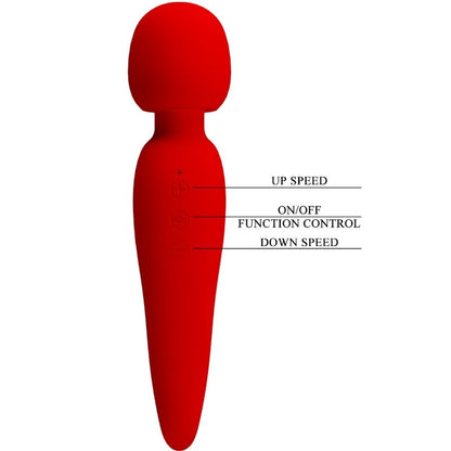 Close-up do Vibrador PRETTY LOVE Maredith 12 Modos Recarregável Vermelho, destacando o design em silicone macio.
