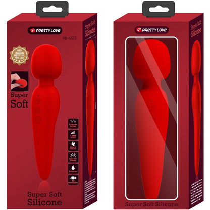 Close-up do Vibrador PRETTY LOVE Maredith 12 Modos Recarregável Vermelho, destacando o design em silicone macio.
