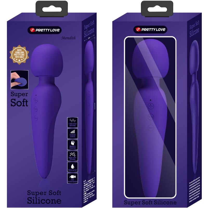 Close-up of the PRETTY LOVE Massajador Maredith Roxo, showcasing its smooth silicone texture and ergonomic design.