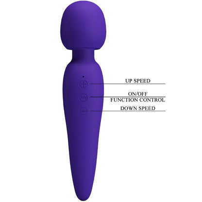 Close-up of the PRETTY LOVE Massajador Maredith Roxo, showcasing its smooth silicone texture and ergonomic design.