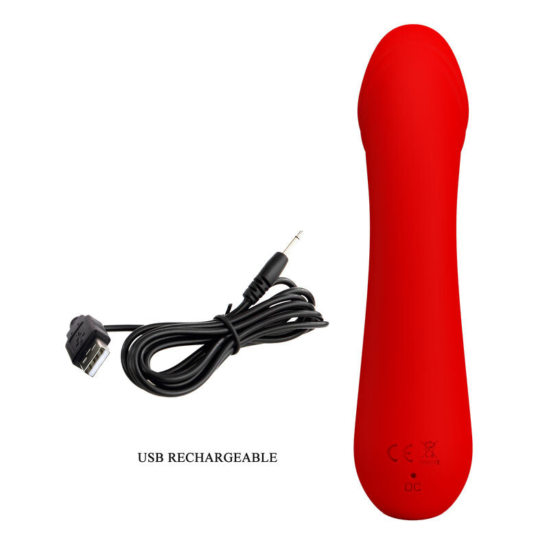Vibrador Pretty Love Cetus de silicone vermelho para estimulação do Ponto G