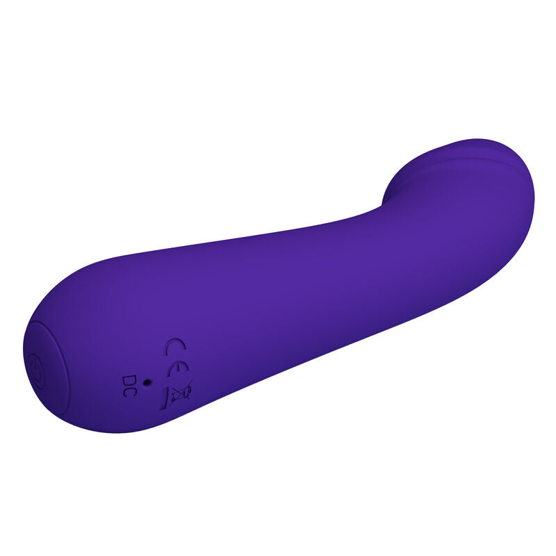 Close-up of the PRETTY LOVE Vibrador Ponto G Recarregável de Silicone Roxo, highlighting its flexible design and smooth texture.