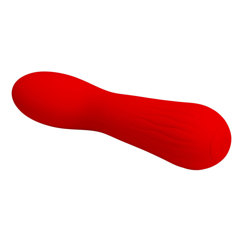 Vibrador PRETTY LOVE Faun Vermelho de silicone super macio com design curvo e recarregável.