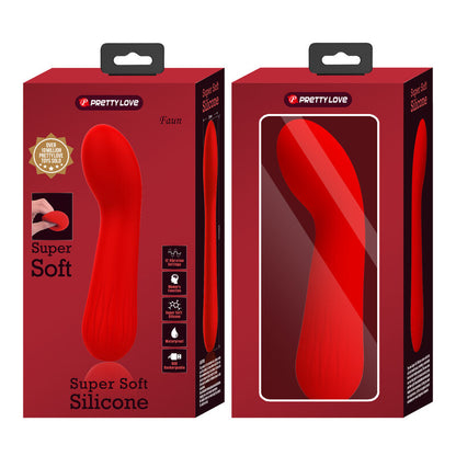 Vibrador PRETTY LOVE Faun Vermelho de silicone super macio com design curvo e recarregável.