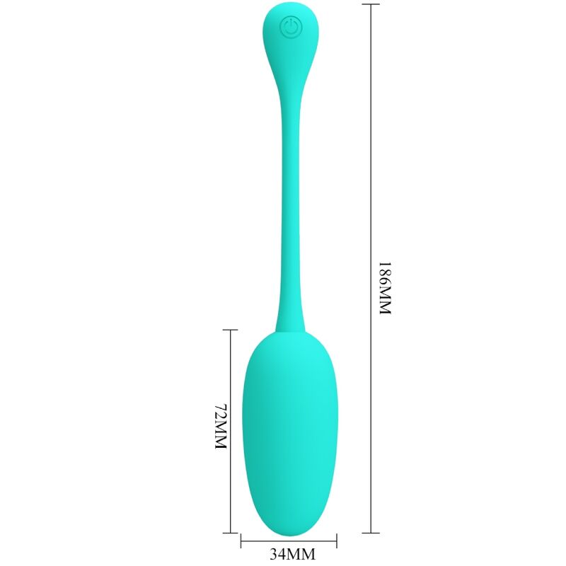 Ovo Vibratório Recarregável Knucker Pretty Love Verde Água, destacando seu design ergonômico e material de silicone.