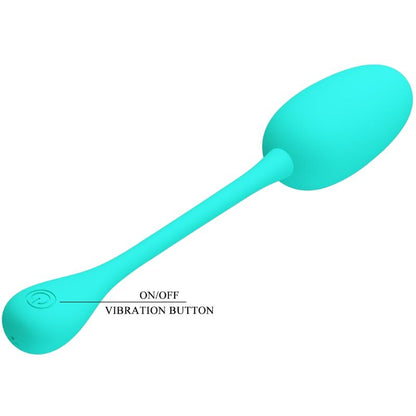 Ovo Vibratório Recarregável Knucker Pretty Love Verde Água, destacando seu design ergonômico e material de silicone.