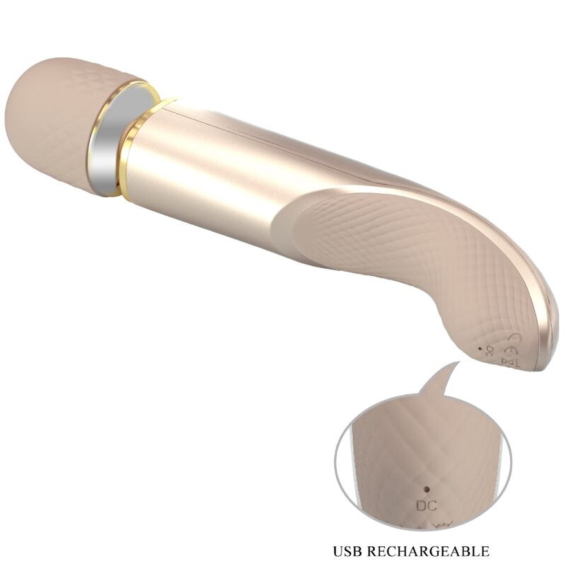 PRETTY LOVE Massageador Ergonómico 7 Vibrações USB Champanhe em silicone supermacio para estimulação