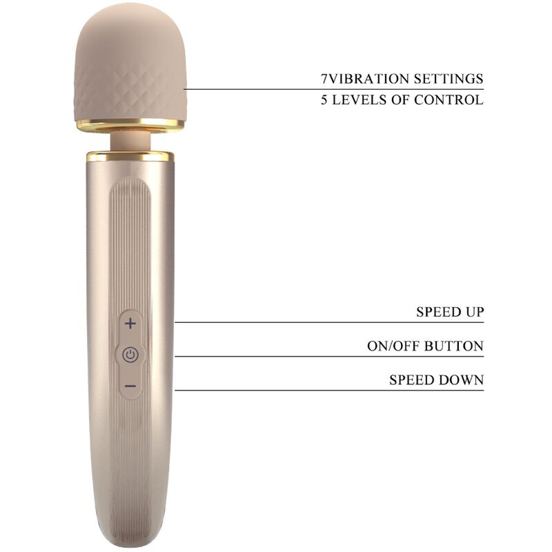 PRETTY LOVE Massageador Ergonómico 7 Vibrações USB Champanhe em silicone supermacio para estimulação