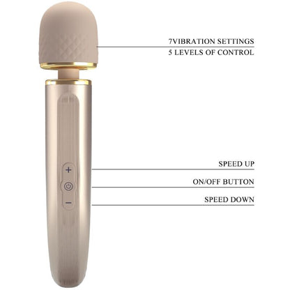 PRETTY LOVE Massageador Ergonómico 7 Vibrações USB Champanhe em silicone supermacio para estimulação