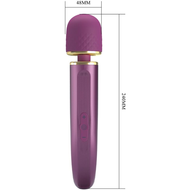 Close-up of the PRETTY LOVE Massageador Pessoal Roxo with 7 Vibration Modes, highlighting its soft silicone head and ergonomic design.