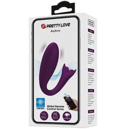 Vibrador PRETTY LOVE Jayleen roxo com controle via APP e remoto.