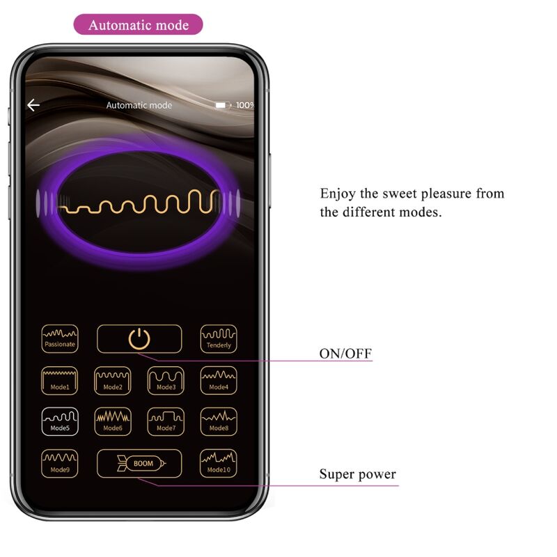 Vibrador PRETTY LOVE Jayleen roxo com controle via APP e remoto.
