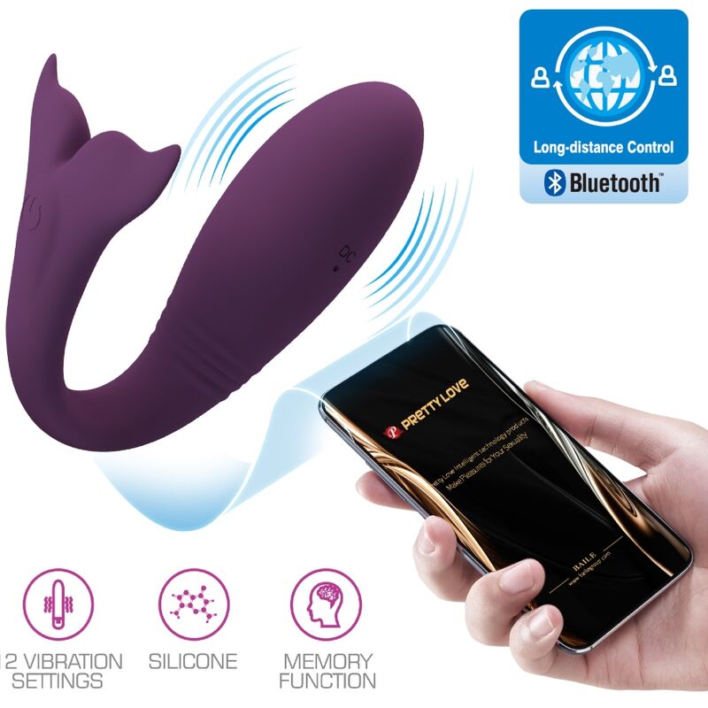 Vibrador PRETTY LOVE Jayleen roxo com controle via APP e remoto.