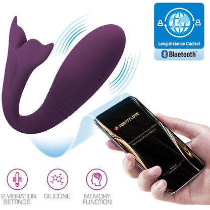 Vibrador PRETTY LOVE Jayleen roxo com controle via APP e remoto.