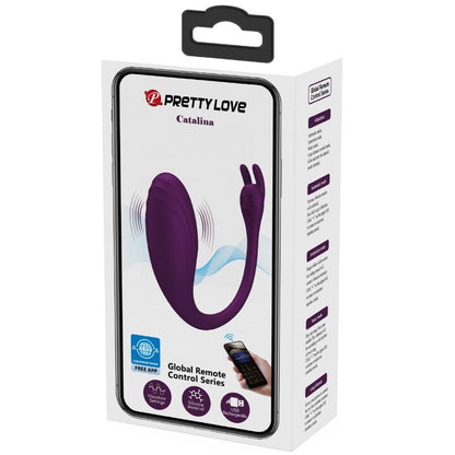 Close-up do Vibrador PRETTY LOVE Catalina App Controle Remoto Roxo, destacando seu design ergonômico e cor.
