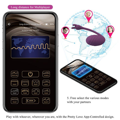 Close-up do Vibrador PRETTY LOVE Catalina App Controle Remoto Roxo, destacando seu design ergonômico e cor.